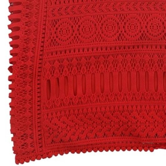 ALFANI CROCHET ILLUSION DRESS RED - Picture 5 of 6